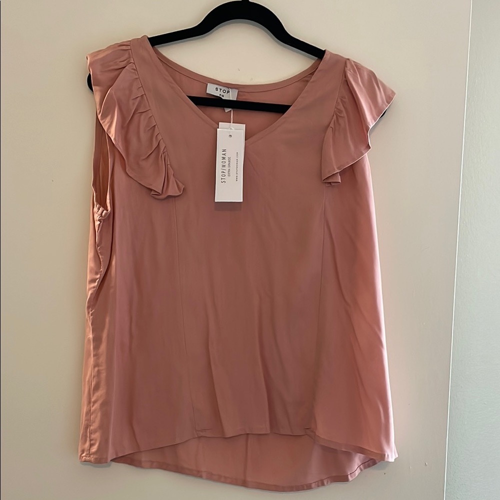 Pink Ruffled Sleeveless Blouse